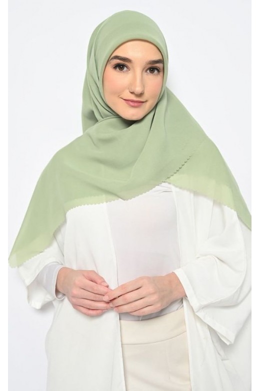 Hijab Segi 4 Double Haikon Lasercut Mint